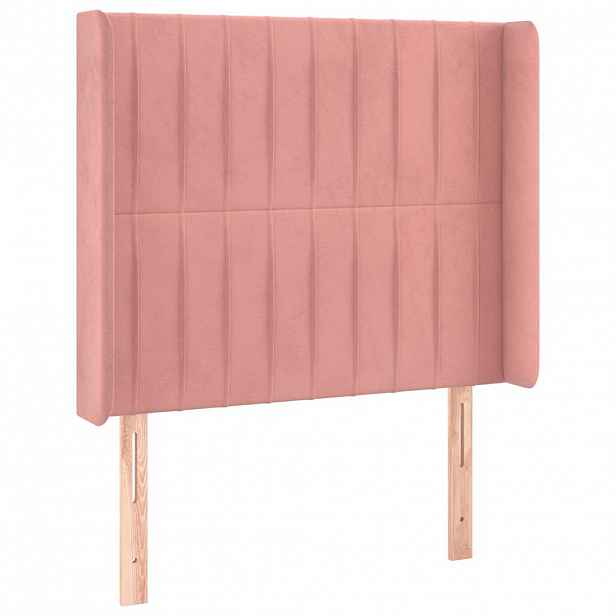 vidaXL Čelo postele typu ušák růžové 83x16x118/128 cm samet