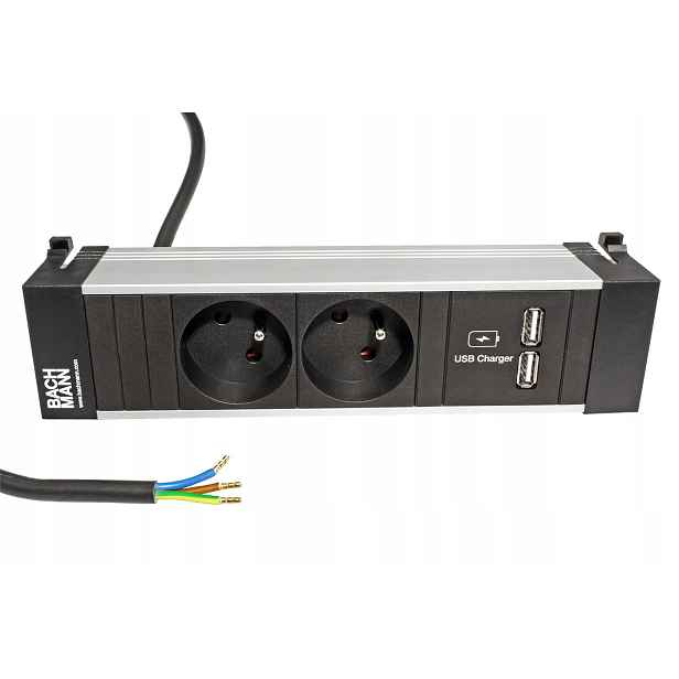 Bachmann Power FRAME,box pro 3 moduly, 2x zásuvka CZ,zdroj(2x USB),kabel 2m