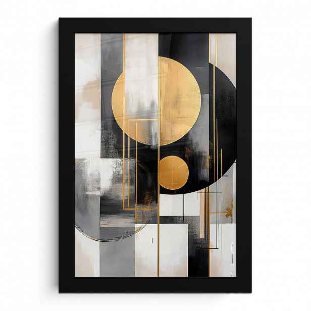 MuchoWow PLAKÁT V RÁMU Abstraktní - Zlato - Stříbro - Tvary - Estetické - Moderní 20x30 cm