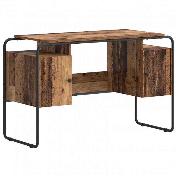 vidaXL Stůl s úložným prostorem Staré dřevo 120 x 50,5 x 75,5 cm