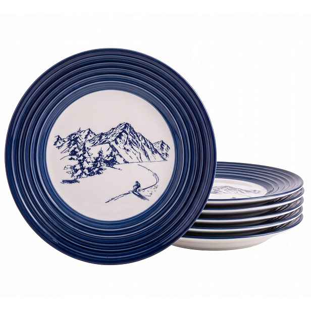 6 x Jídelní talíř mělký velký 27 cm podnos Altom Design Alpská skica
