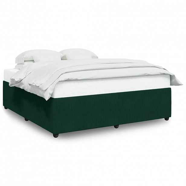 vidaXL Rám postele bez matrace tmavě zelená 200 x 200 cm samet