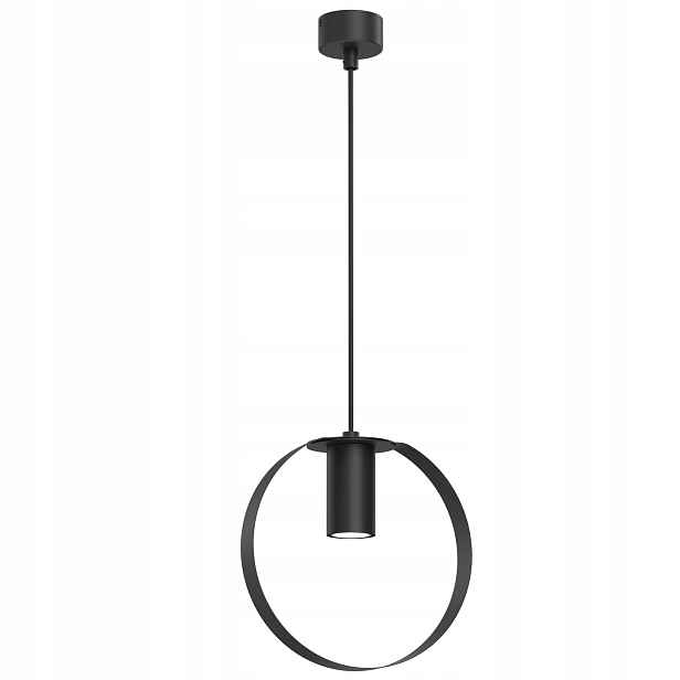 Černá závěsná lampa moderní spot ve svislém kruhu 20 cm do obývacího pokoje Shilo