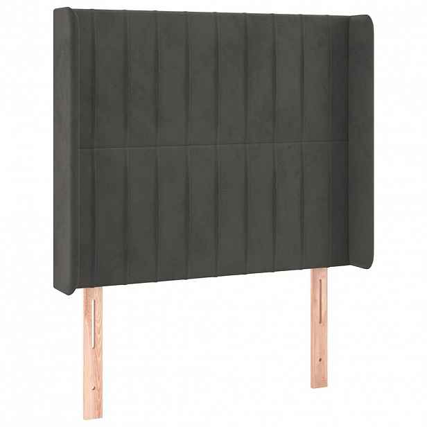 vidaXL Čelo postele typu ušák tmavě šedé 93x16x118/128 cm samet