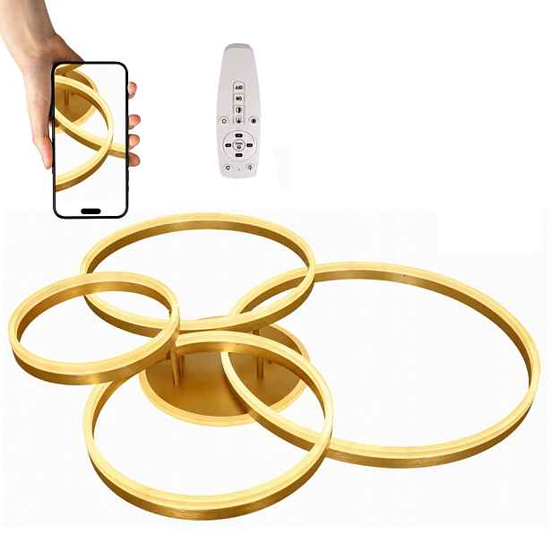 Led Lampa Ring Zlatá stropní svítidlo Led Stropní svítidlo dálkový ovladač App přepnout