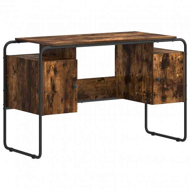 vidaXL Stůl s úložným prostorem Kouřový dub 120 x 50,5 x 75,5 cm