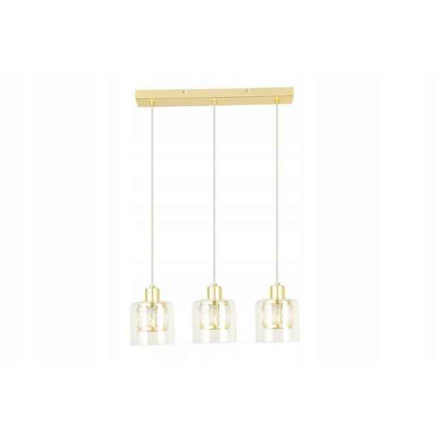 Závěsná lampa glamour trojitá zlatá skleněná stínítka lišta 47 cm Reality