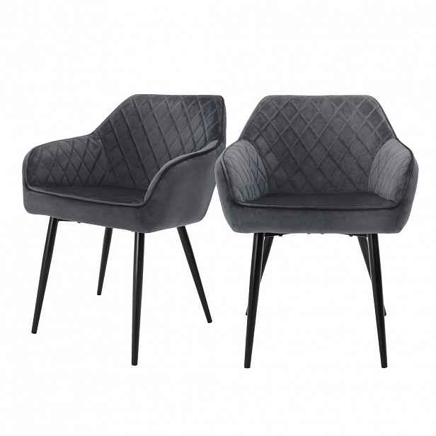 ML-DESIGN JÍDELNÍ ŽIDLE, sada 2 ks, antracitový samet