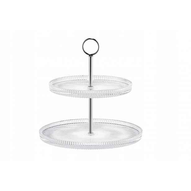 Podnos dvouúrovňová 24 cm Curly stříbrná Ambition