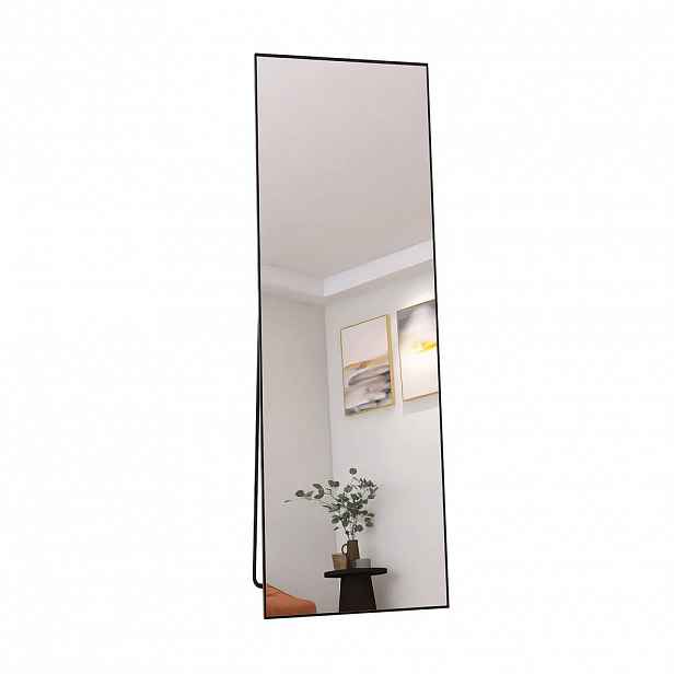 SHOPENTRA STOJACÍ zrcadlo 60x165cm Černý hliníkový rám Obdélníkové Volně stojící