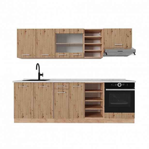 Vicco KUCHYŇSKÝ KOUT R-Line Dub Artisan / dub Goldkraft 240 cm s pracovní deskou