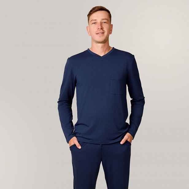 Svilanit pánské dlouhé pyžamo Lennox V – Imperial Blue