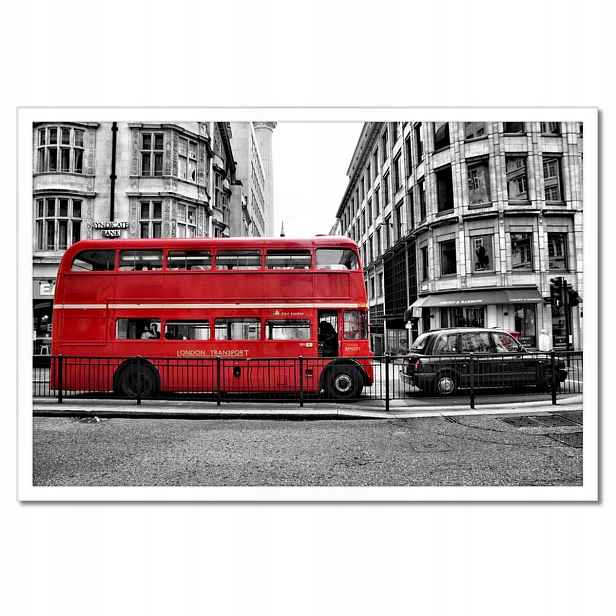 Plakáty v rámu 60x40 Červený autobus Londýn