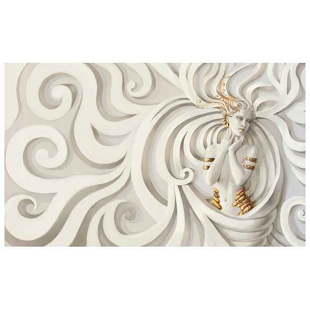 Fototapeta Bílá abstrakce Zlatá figurka Relief 208x146 vinylová lepidlo