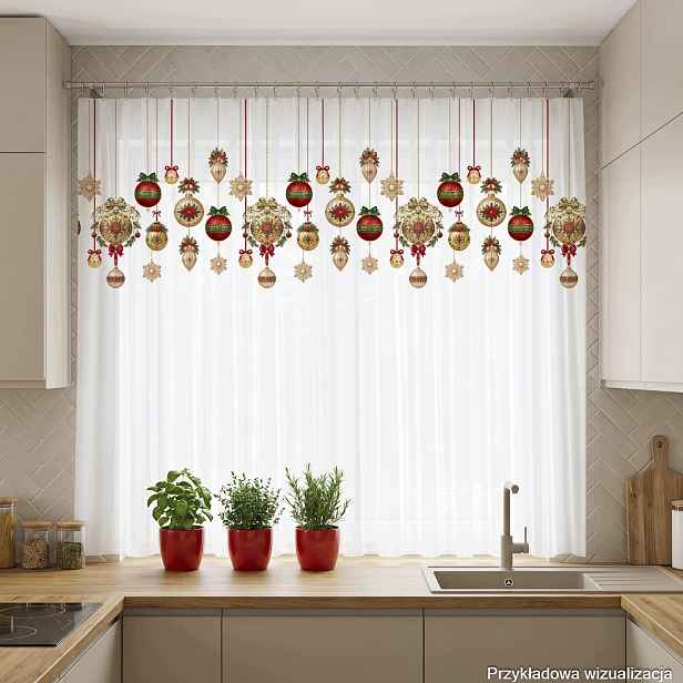 Mg Záclona Zlaté Koule Voál s olověnkou 350x155 cm Hotová S Šitou Páskou