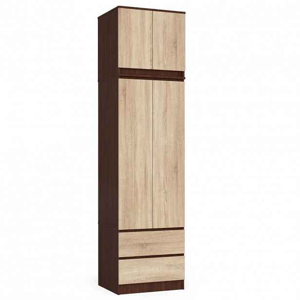 Šatní skříň s nástavcem 60 cm WREN - wenge / dub sonoma