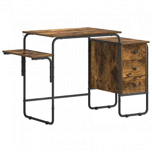 vidaXL Stůl s úložným prostorem Kouřový dub 120 x 50 x 75 cm