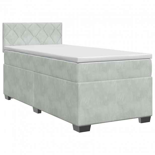 vidaXL Postel boxspring s matrací s čelo Světle šedá 80 x 200 cm Samet