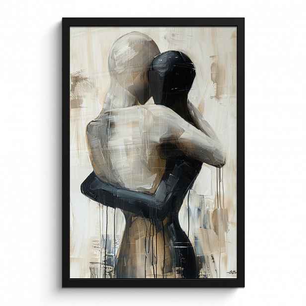 MuchoWow PLAKÁT V RÁMU Abstraktní - Láska - Černobílé - Moderní 40x60 cm