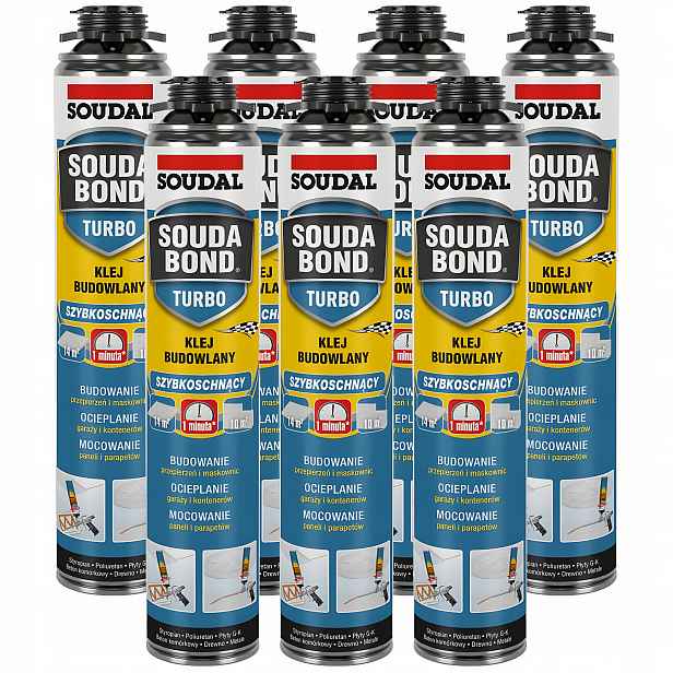 Rychleschnoucí polyuretanové stavební lepidlo Soudal Soudabond Turbo 750 ml