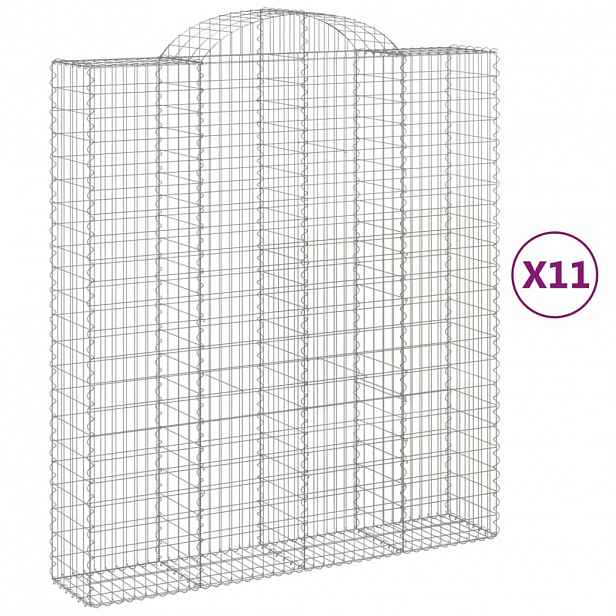 vidaXL Klenuté gabionové koše 11ks 200x50x220/240cm pozinkované železo