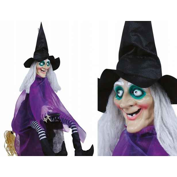 Závěsná Dekorace Čarodějnice 90 CM Zvuk Světlo Ozdoba Halloweenského Sálu