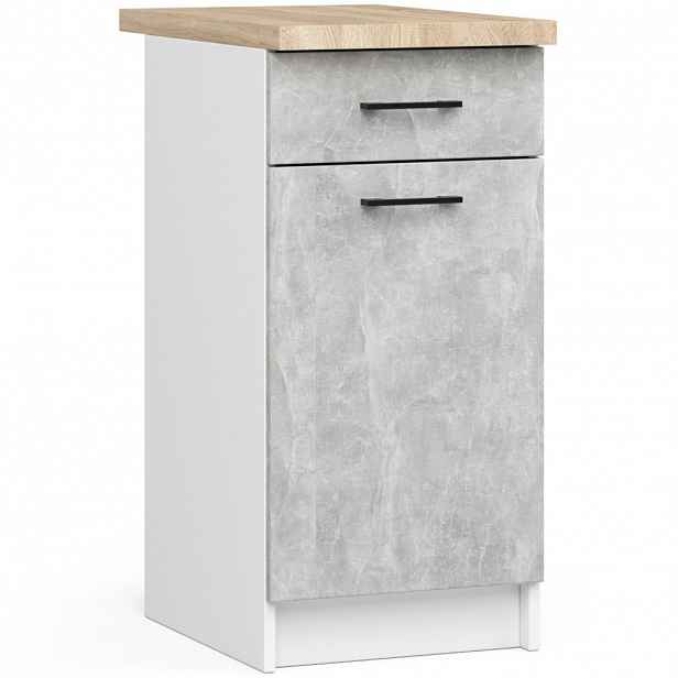 Dolní kuchyňská skříňka 40 cm VERMINA se šuplíkem - bílá / beton