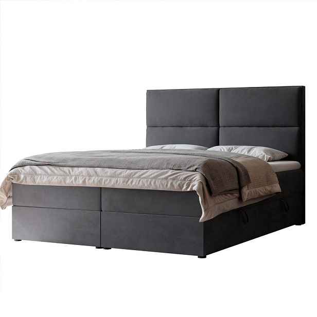 Idohome AMERICKÁ POSTEL ORFEO 160/200 cm s matrací a topperem, tmavě šedá