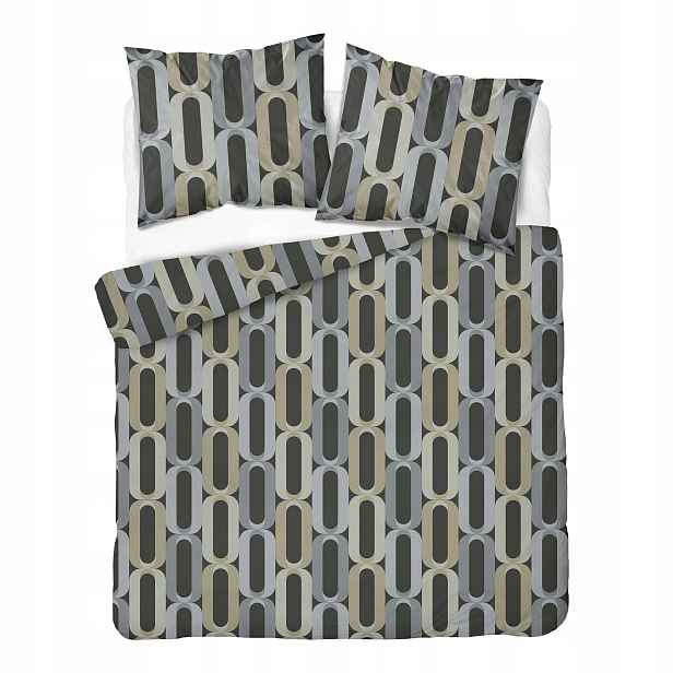 Povlečení 160x200 šedá béžová s geometrickým vertikálním vzorem Home Satin