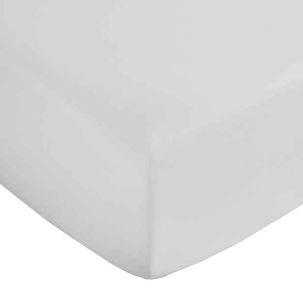 Bílé napínací prostěradlo z bavlněného saténu 185x200 cm Cotton Sateen – Bianca