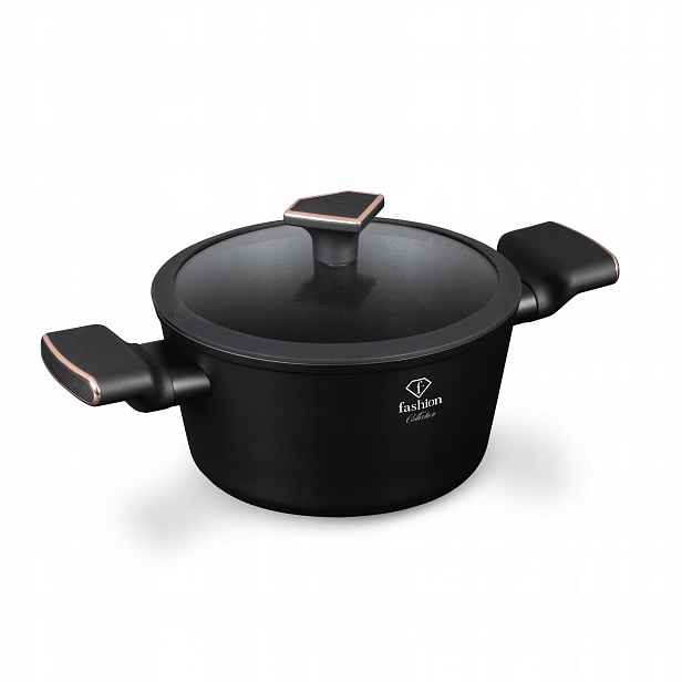 Hrnec s poklicí 20 cm Fashion FTV-0037 Matte Black-Rose Gold