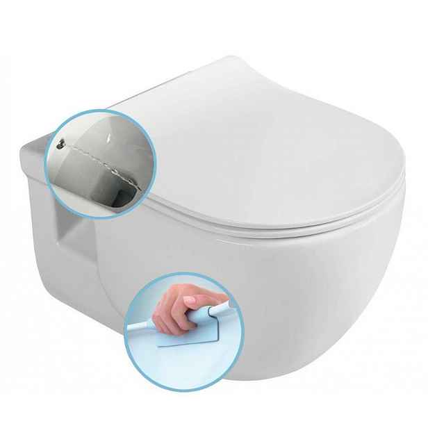 Sapho Brilla - Závěsné WC s bidetovou sprškou, Rimless, bílá 100612