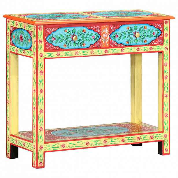 vidaXL Ručně malovaný konzolový stolek 80x35x75 cm masivní mangovník