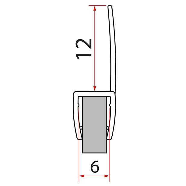 Gelco Svislé těsnění mezi skla 6mm, délka 2000mm
