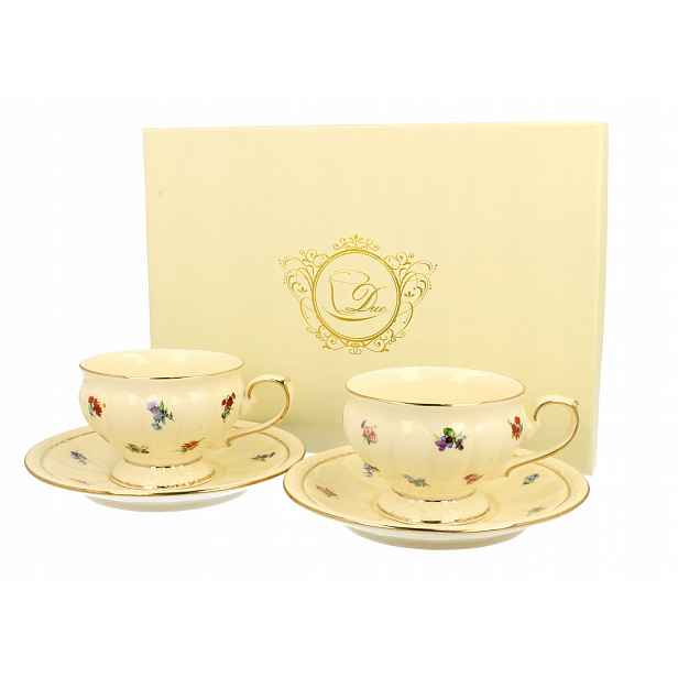Sada šálků 2 x podšálek sada England 220 ml ecru porcelán