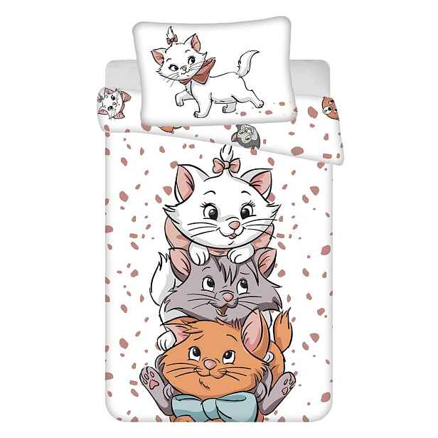 Bílé bavlněné dětské povlečení do postýlky 100x135 cm Marie Cat "Friends" – Jerry Fabrics