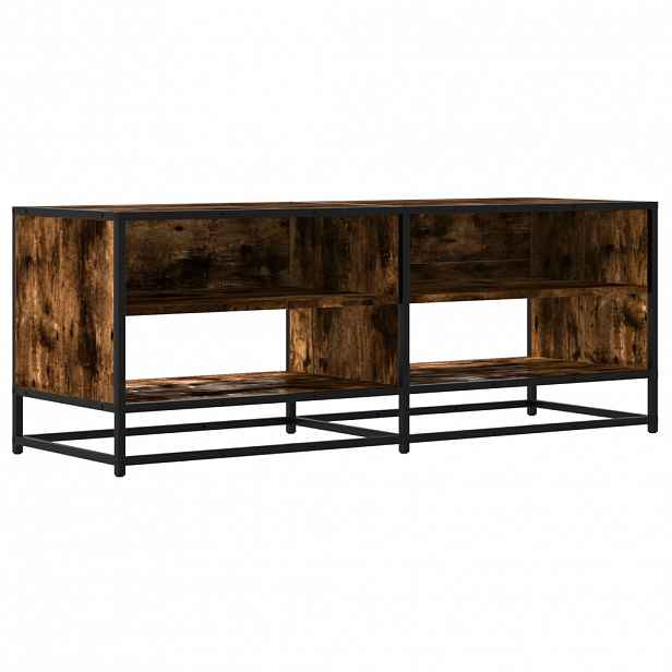 vidaXL TV skříňka kouřový dub 120,5x40x46 cm kompozitní dřevo a kov