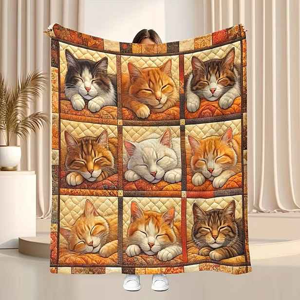 Deka deka pléd přehoz spící kočky koláž boho 150x200 cm koťata dárek