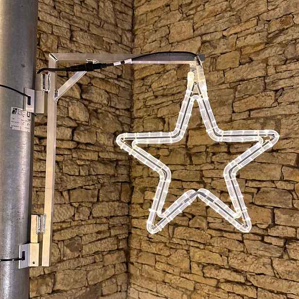 Easy Fix 2D LED světelná sada, hvězda XII., Ø 45 cm, teple bílá, sada na veřejné osvětlení, hliník