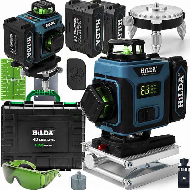 Laserová Vodováha 360 Hilda 4D Pro 16 Linií, Rovinný Křížový Laser