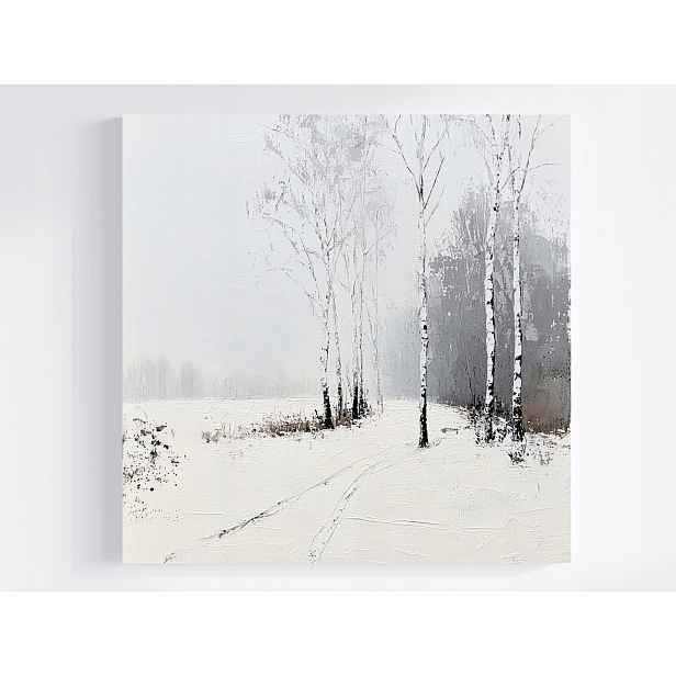 Obraz Na Plátně Canvas Krajina Zima Sníh Stromy Břízy Ráno Cesta 50x50