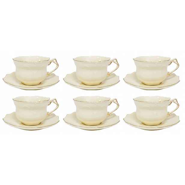 Porcelánové šálky na káva a čaj 6+6 220 ml Batica, sada na káva a čaj