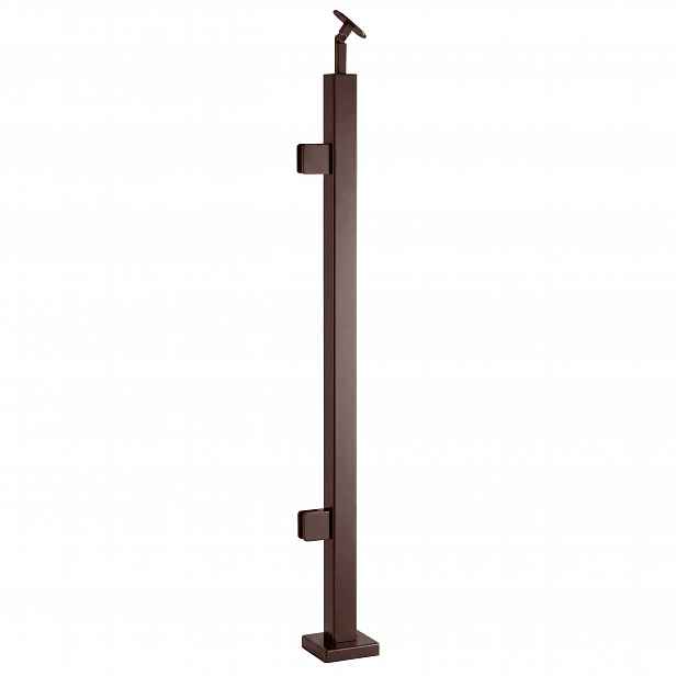 Startovací sloupek pro skleněné zábradlí 100 cm Hnědý 40x40 mm Loft
