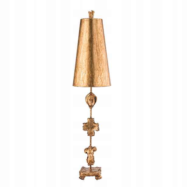 Stolní lampa Art Deco zestárlá zlatá z pryskyřice 97 cm do obývacího pokoje Flambeau