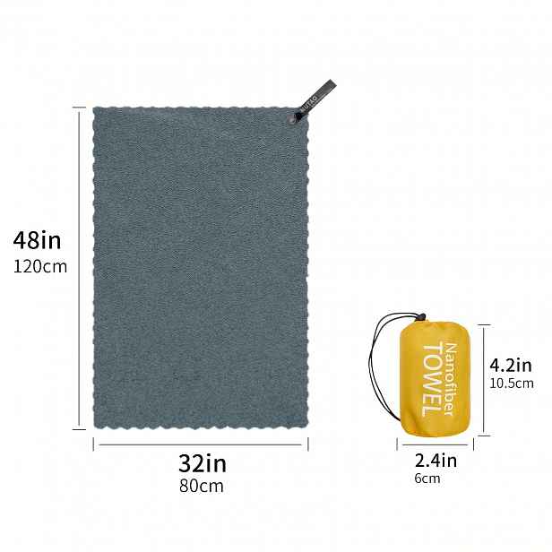 TEMU 1 ks Nano Microfiber Ručník s Úložnou Taškou, Rychleschnoucí a Lehký, Ultra Měkký a Absorpční, Perfektní pro Cestování, Koupel a Outdoorové