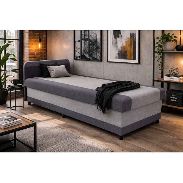 Válenda s úložným prostorem 80x200 OSIRES - tmavě šedá / světle šedá