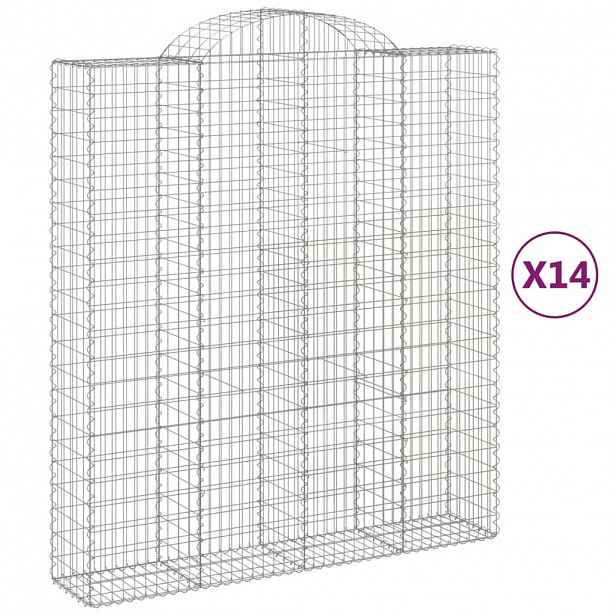 vidaXL Klenuté gabionové koše 14ks 200x50x220/240cm pozinkované železo