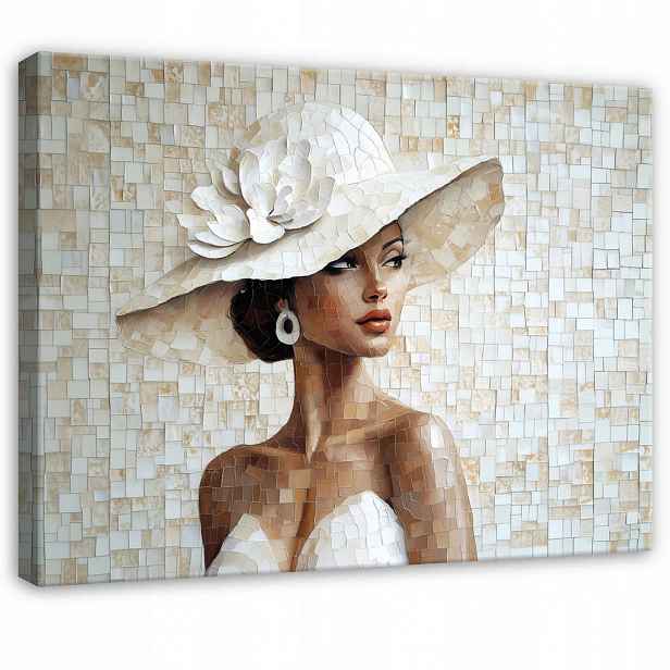 Wallarena OBRAZ ženy na plátně abstraktní béžová 100x70 cm