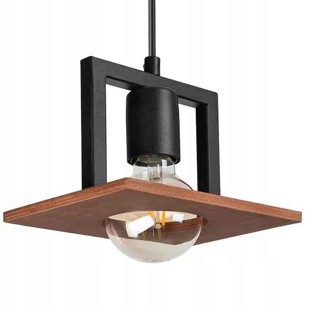 Závěsná lampa Milagro Bergen MLP2847 E27 loft černá kov dřevo