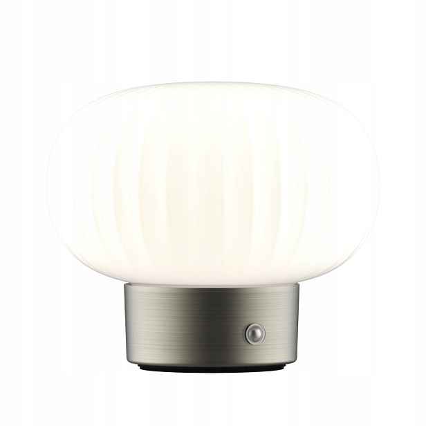 Dekorativní stolní Led lampa stříbrná skleněná bílá akumulátor lampa Polux